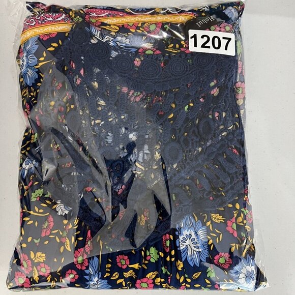 Hehull Womens 2X Floral Maxi Crochet Halter Dress Pockets Bohemian Bloomcore - Picture 16 of 16